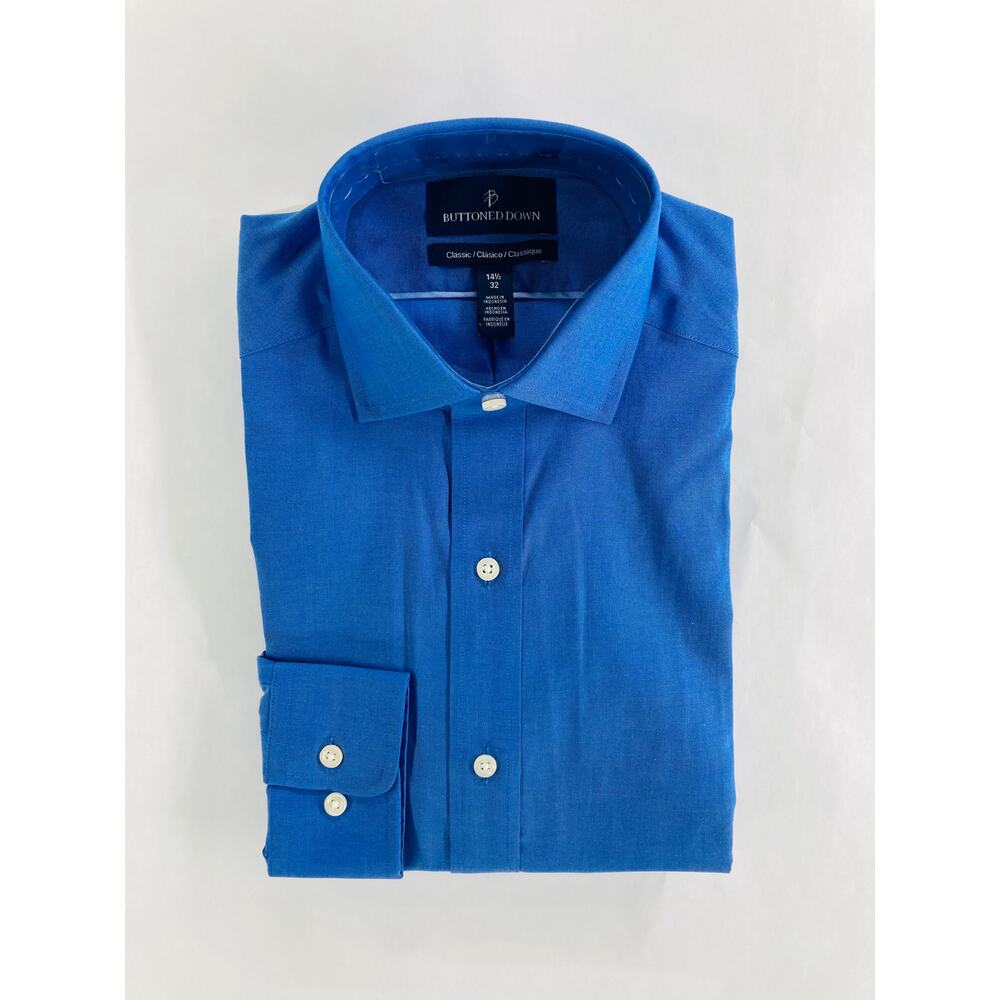 NWT Buttoned Down Blue Classic Long Sleeve Button Down Shirt Men's Size 14.5 32